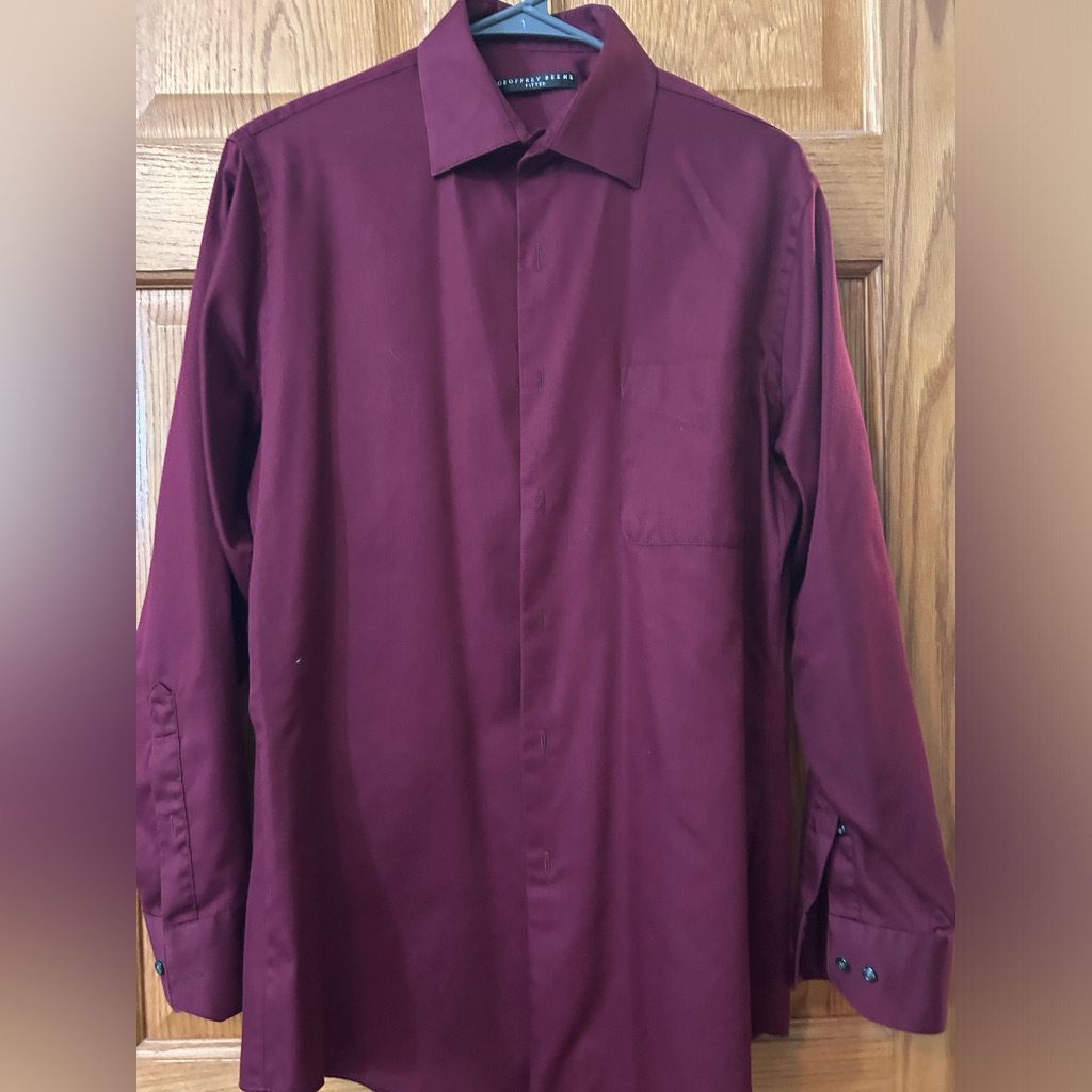 Mens Maroon Dress Shirt Geoffrey Beene Brand Size 15 3233